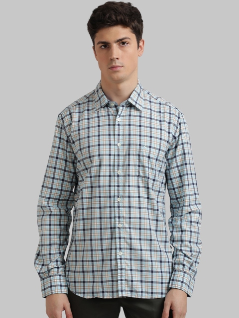 

Parx Men Blue Slim Fit Checked Casual Shirt