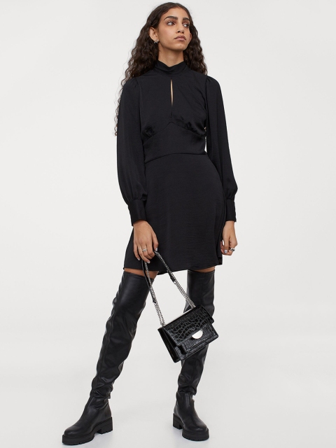 

H&M Women Black Open-Backed Dress