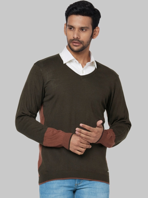 

Park Avenue Olive Brown Men Pullover Sweater
