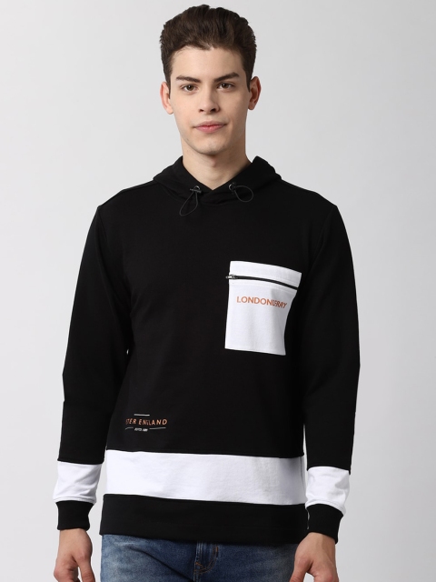 

Peter England Casuals Men Black Solid Hooded Sweatshirt