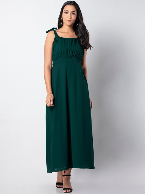 

FabAlley Women Green Solid Maxi Dress