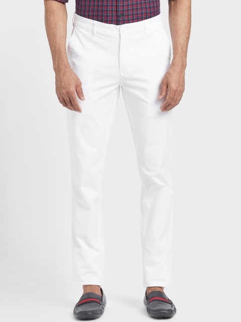 

ColorPlus Men White Solid Regular Trousers