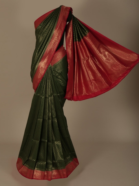 

Pothys Green & Red Jute Silk Woven Design Saree