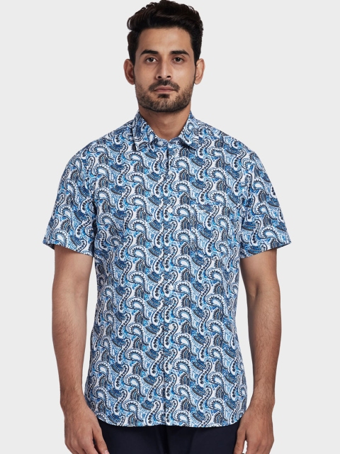 

ColorPlus Men Blue & White Tailored Fit Printed Casual Shirt