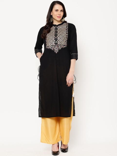

Ramas Women Black Yoke Design Straight Kurta
