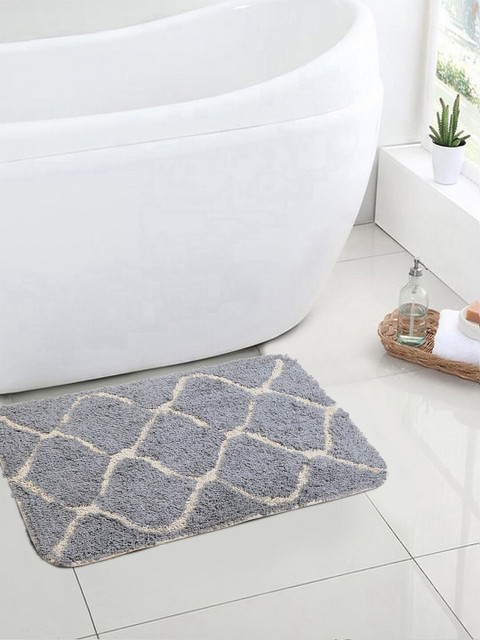 

KLOTTHE Grey Self Design Bath Rug