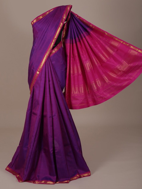 

Pothys Purple & Gold-Coloured Pure Silk Woven Design Saree