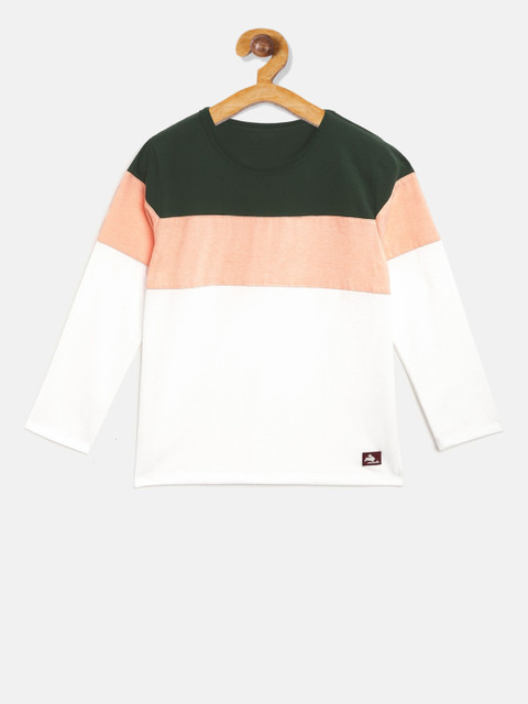

Cherry Crumble Unisex Kids White Colourblocked V-Neck T-shirt