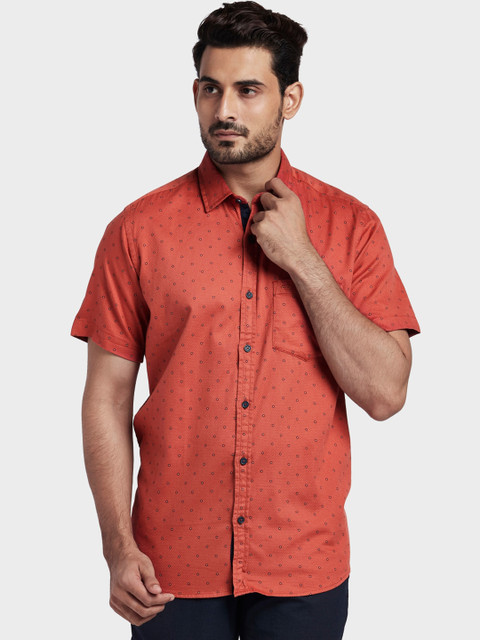 

ColorPlus Men Orange Tailored Fit Printed Casual Shirt