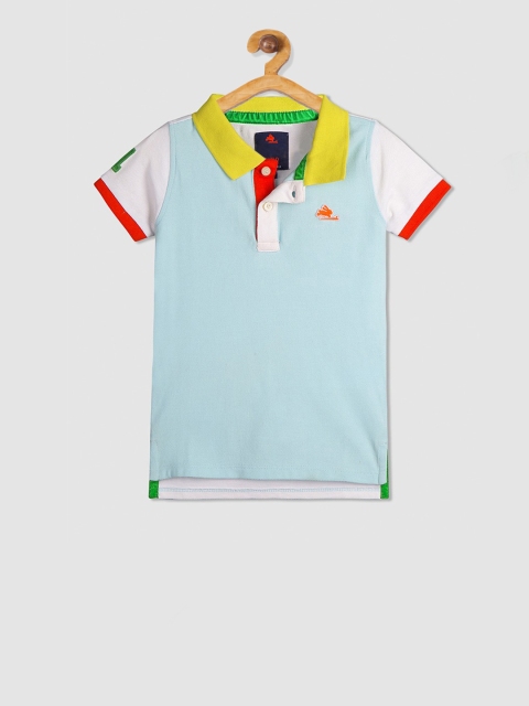 

Cherry Crumble Boys Blue Solid Polo Collar T-shirt