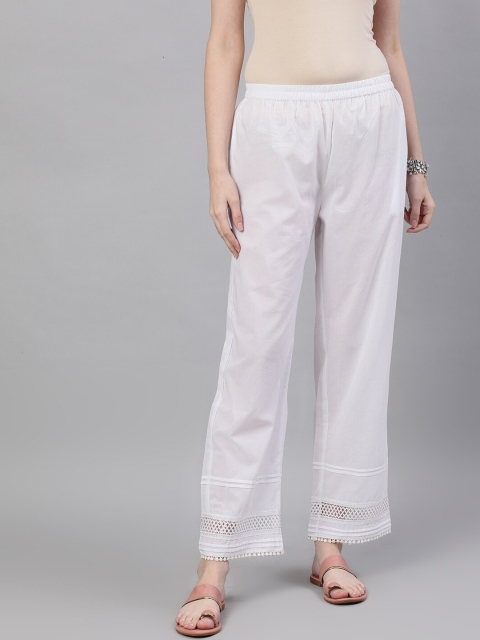 

Nayo Women White Regular Fit Solid Regular Trousers