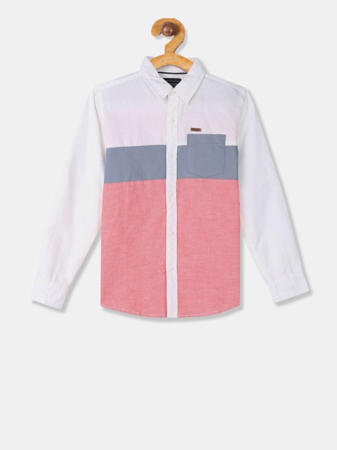 

Cherokee Boys Pink & White Regular Fit Colourblocked Casual Shirt