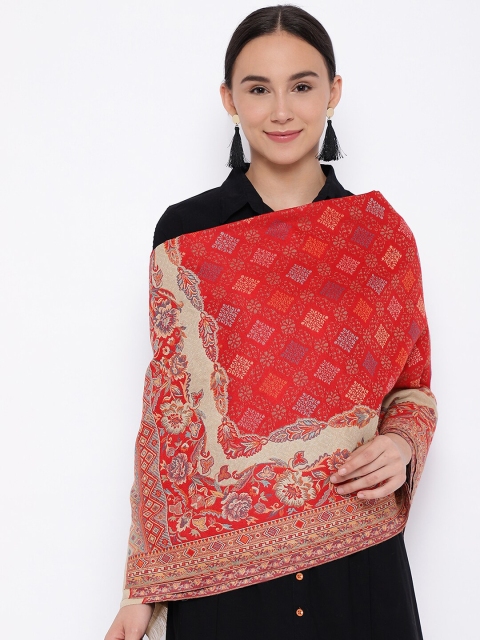 

Pashmoda Women Red Woven Design Shawl