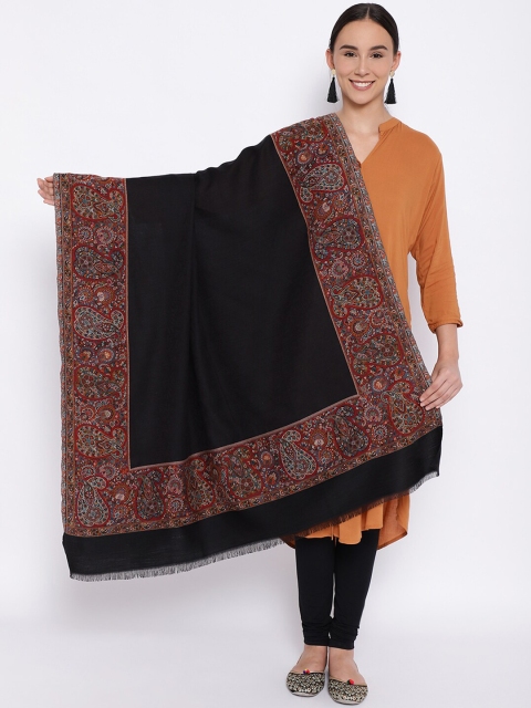 

Pashmoda Women Black & Red Woven-Design Kaani Shawl