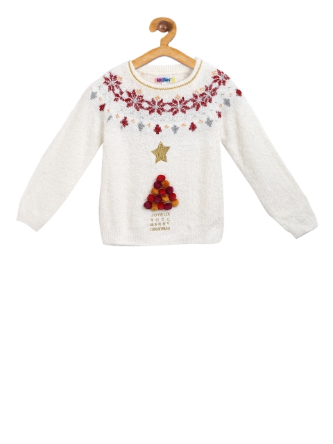 

Nauti Nati Girls White & Red Fair Isle Pullover Sweater