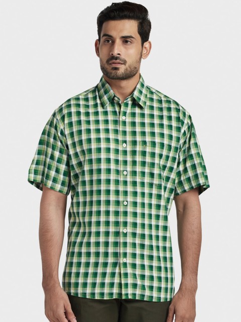 

ColorPlus Men Green & Yellow Regular Fit Checked Casual Shirt