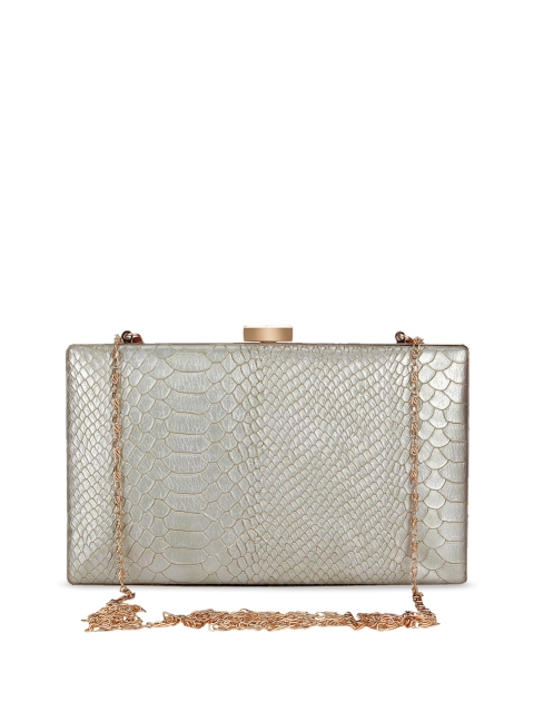 

Berrypeckers Gold-Toned Textured Box Clutch, Silver