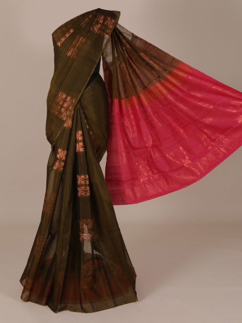 

Pothys Olive Green Woven Design Silk Cotton Saree