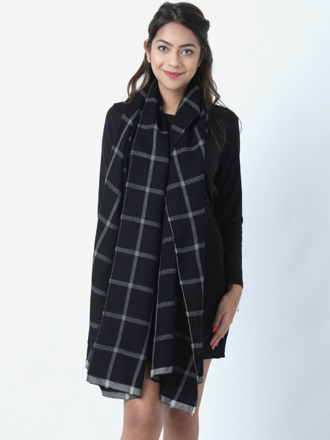 

Calvadoss Women Black & White Checked Stole
