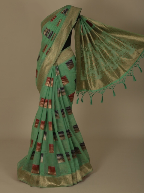 

Pothys Green & Gold-Coloured Jute Silk Woven Design Saree