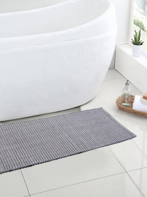 

KLOTTHE Blue Woven Design Cotton Bath Rug