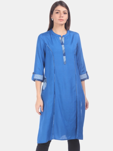 

Karigari Women Blue Solid A-Line Kurta