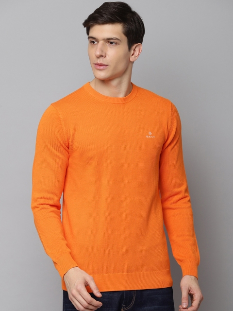 

GANT Men Orange Solid Pullover Sweater