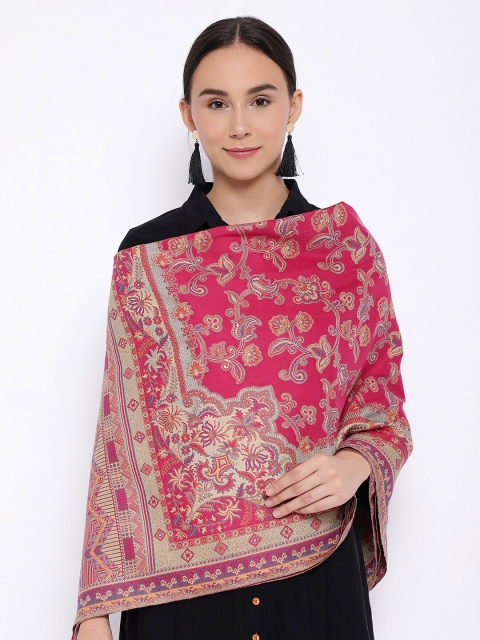 

Pashmoda Women Pink Woven Design Shawl