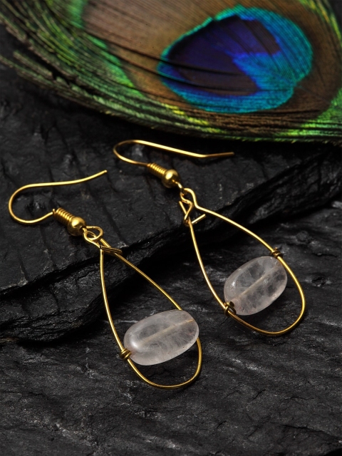 

DUGRISTYLE Pink & Gold-Toned Oval Drop Earrings