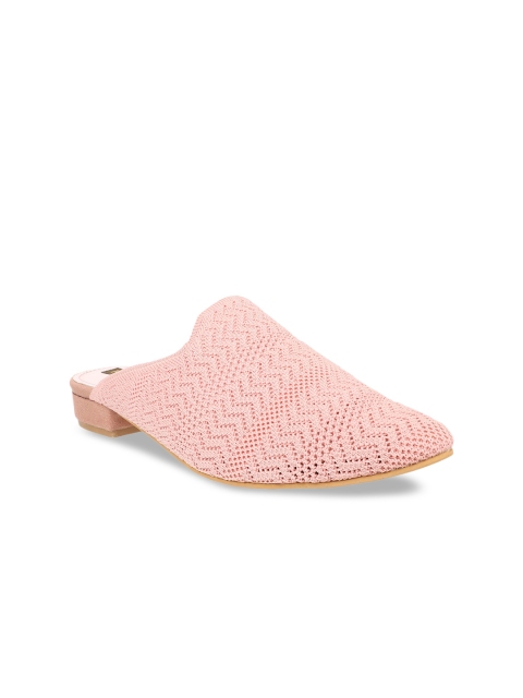 

Flat n Heels Women Pink Textured Mesh Mules