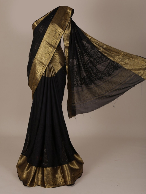 

Pothys Black Woven Design Pure Chiffon Saree