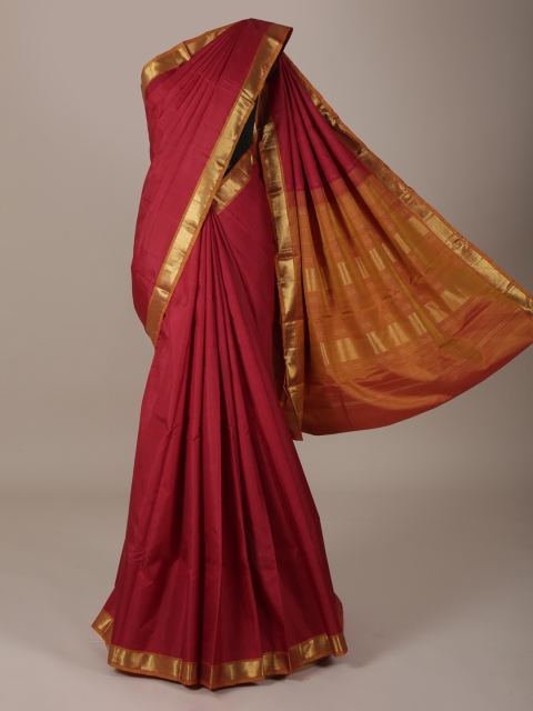 

Pothys Maroon Solid Pure Silk Saree