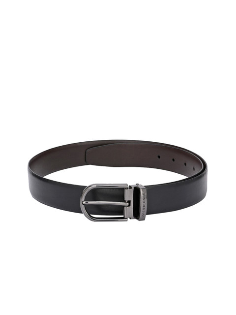 

Pacific Gold Men Black Solid Genuine Leather Reversible Belt
