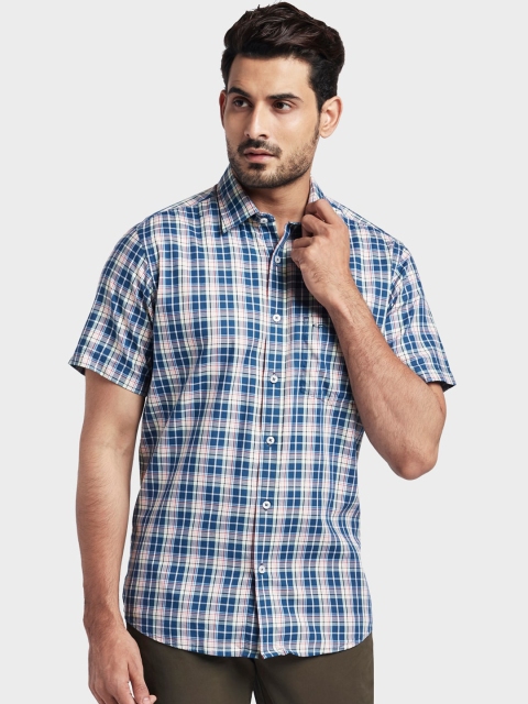 

ColorPlus Men Blue & Beige Tailored Fit Checked Casual Shirt