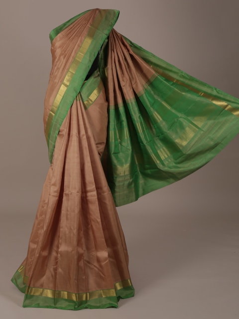 

Pothys Beige & Green Pure Silk Solid Saree