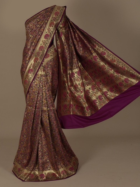 

Pothys Purple Woven Design Jute Silk Saree