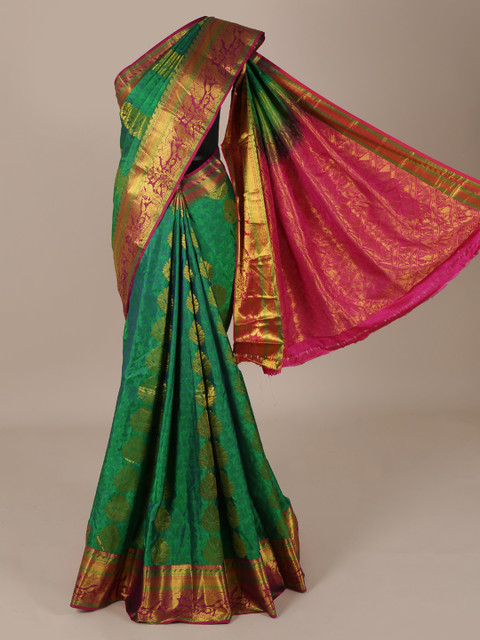 

Pothys Green & Pink Pure Silk Woven Design Saree