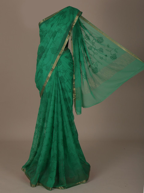 

Pothys Green Woven Design Pure Georgette Saree