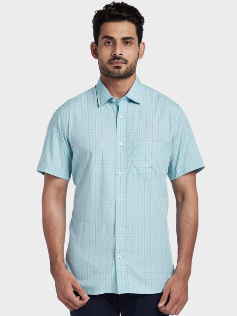 

ColorPlus Men Blue Tailored Fit Checked Casual Shirt