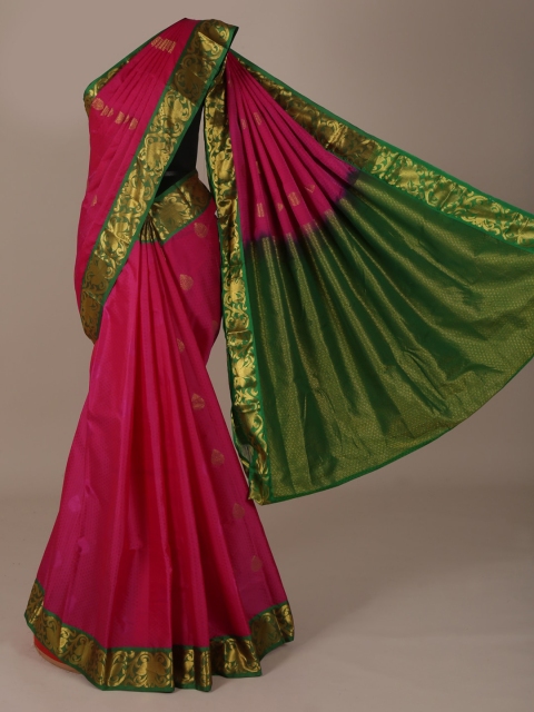 

Pothys Pink & Green Pure Silk Woven Design Saree
