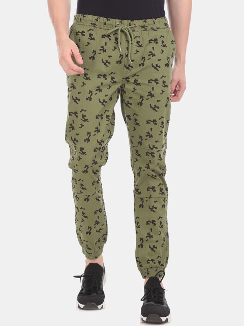 

Cherokee Men Olive Green Regular Fit Printed Joggers