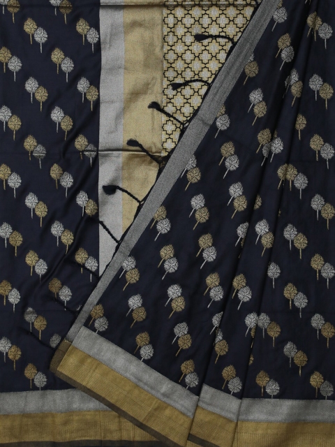 

Bangalore Silk Emporium Black & Beige Satin Woven Design Saree