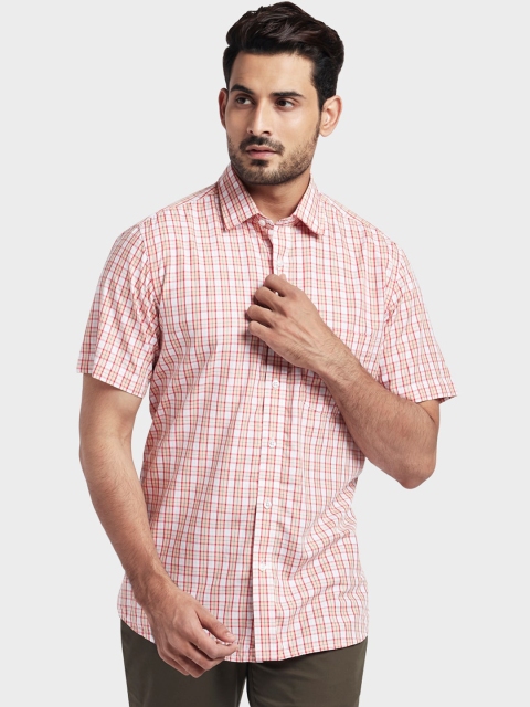 

ColorPlus Men Orange & White Tailored Fit Checked Casual Shirt
