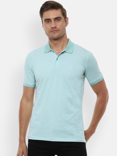 

Louis Philippe Men Sea Green Solid Polo Collar T-shirt