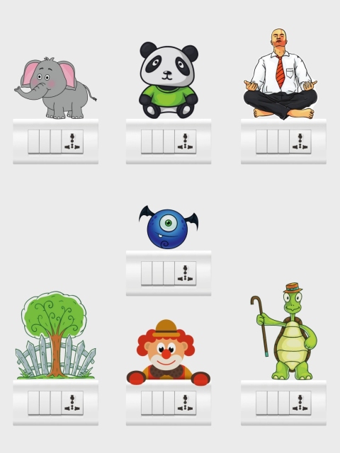 

rawpockets Multicolour Cartoon Combo Wall Stickers, Multi