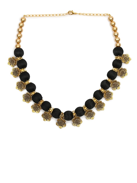 

AKSHARA Gold-Plated Black Silk Thread Handcrafted Choker Necklace