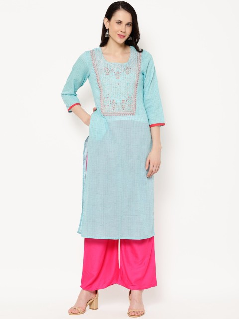 

Ramas Women Blue Printed Straight Kurta