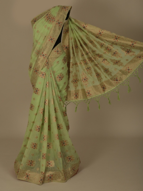 

Pothys Green Woven Design Jute Silk Saree