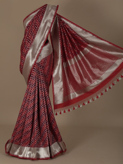 

Pothys Red Woven Design Jute Silk Saree