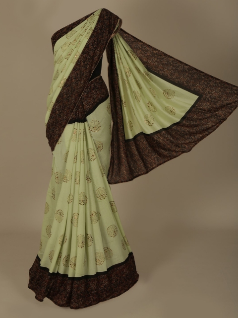 

Pothys Green & Brown Jute Silk Woven Design Saree